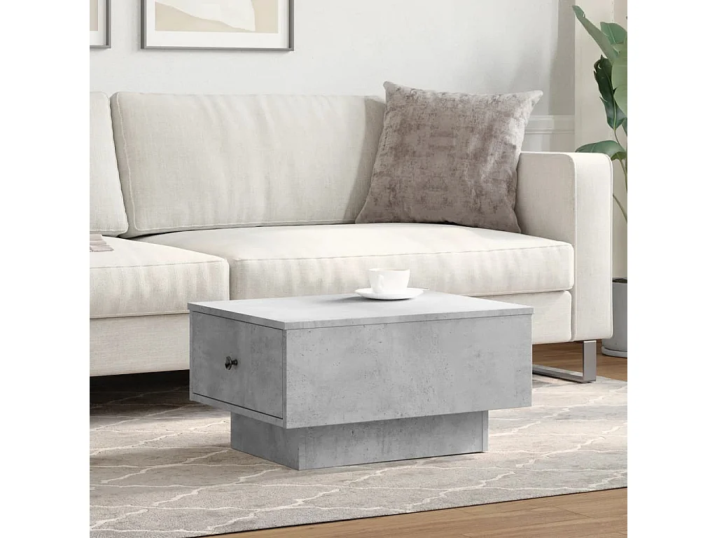 Mesa de centro gris hormigón 60x45x31 cm madera de ingeniería