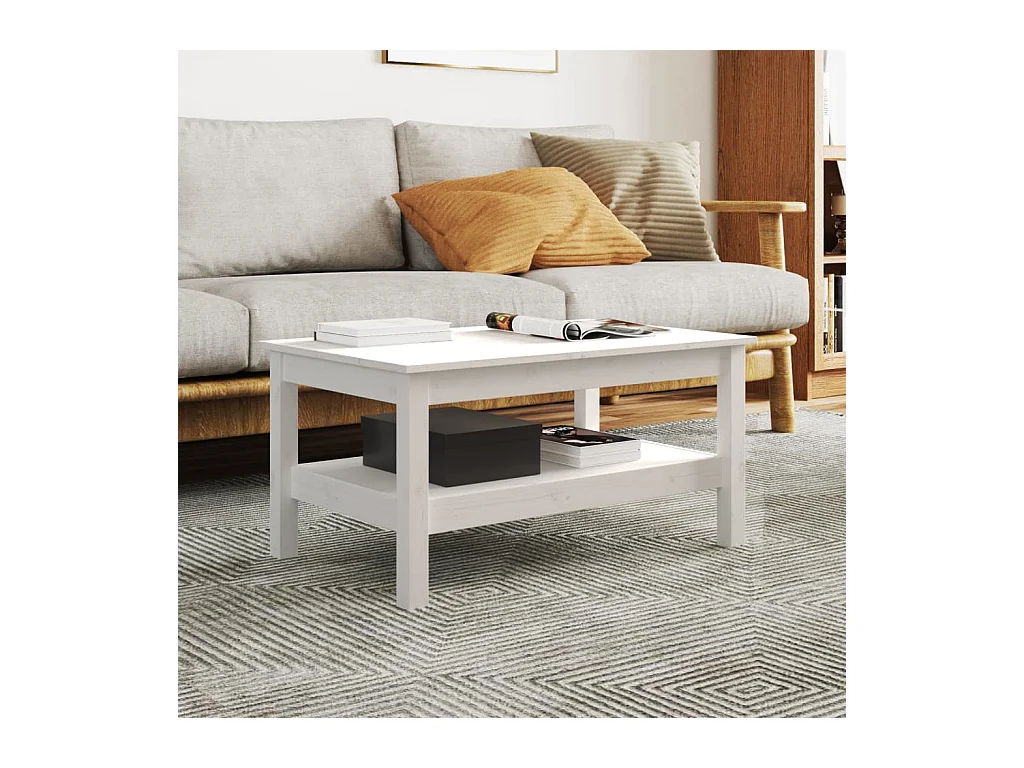 Table basse Blanc 80x50x40 cm Bois massif de pin