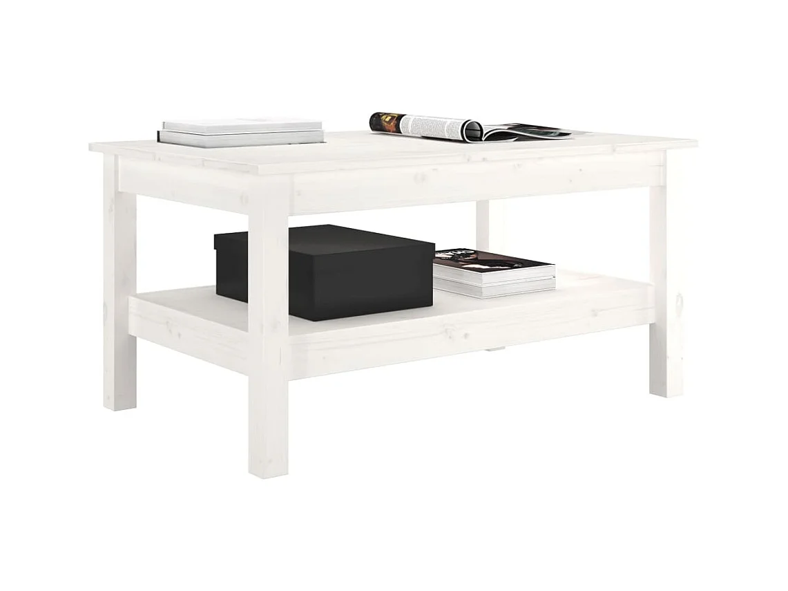 Table basse Blanc 80x50x40 cm Bois massif de pin