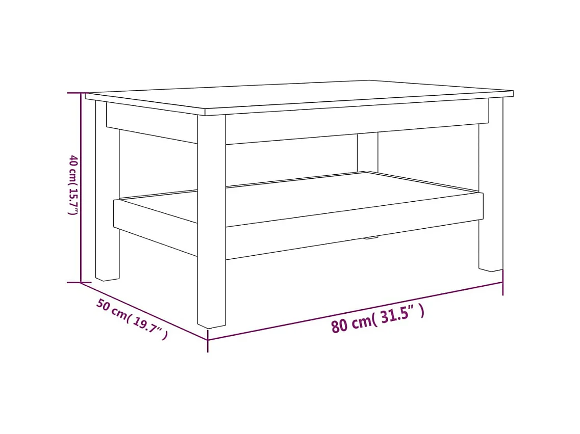 Table basse Blanc 80x50x40 cm Bois massif de pin