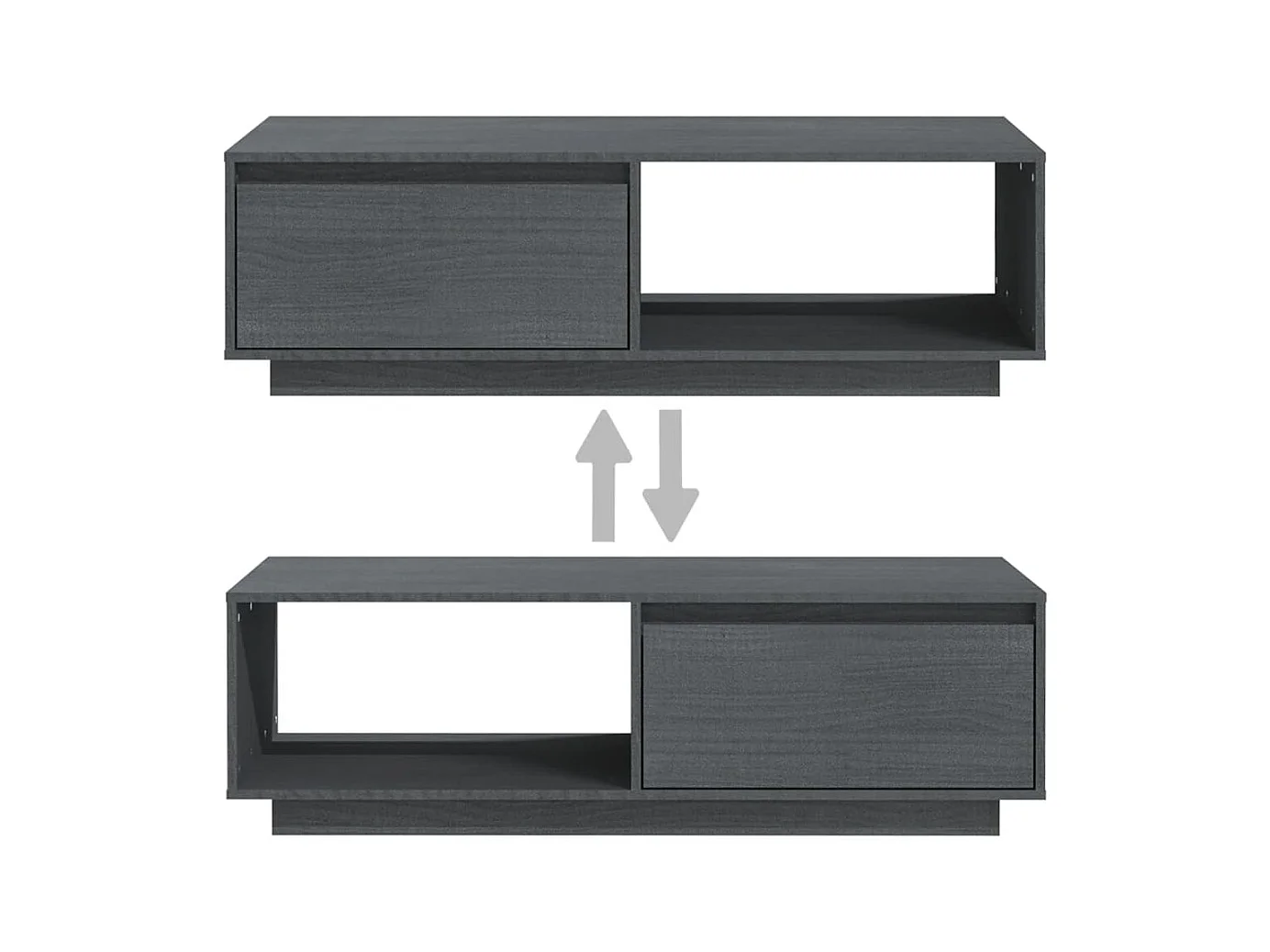 Table basse gris 110x50x33,5 cm bois de pin massif