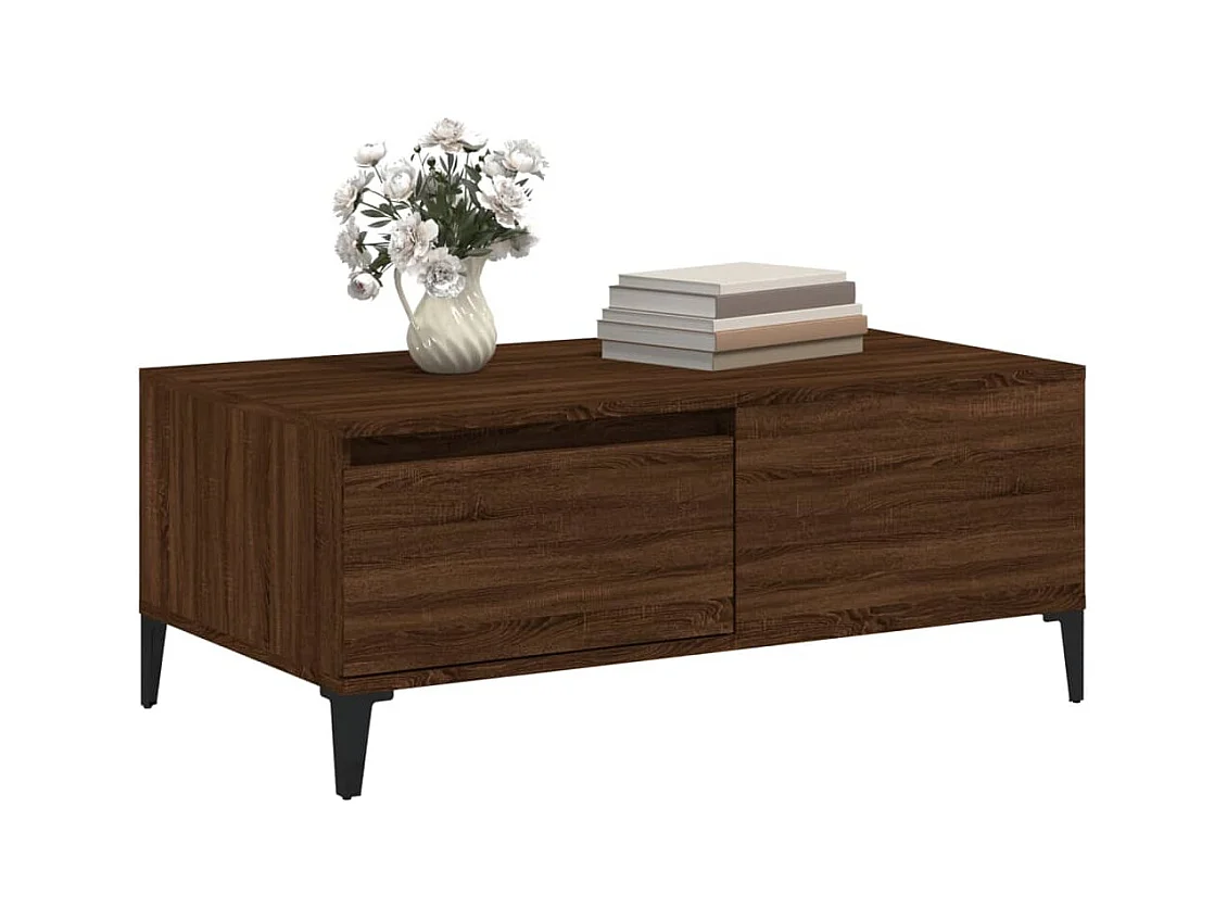 Table basse Chêne marron 90x50x36,5 cm Bois d'ingénierie
