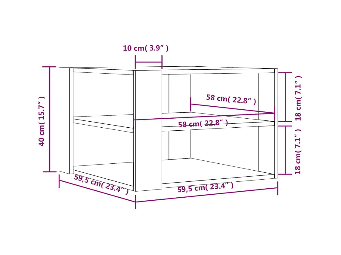 Table basse chêne sonoma 59,5x59,5x40 cm bois d'ingénierie