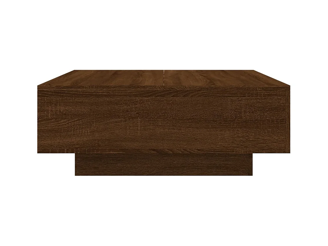 Table basse avec lumières LED chêne marron 80x80x31 cm