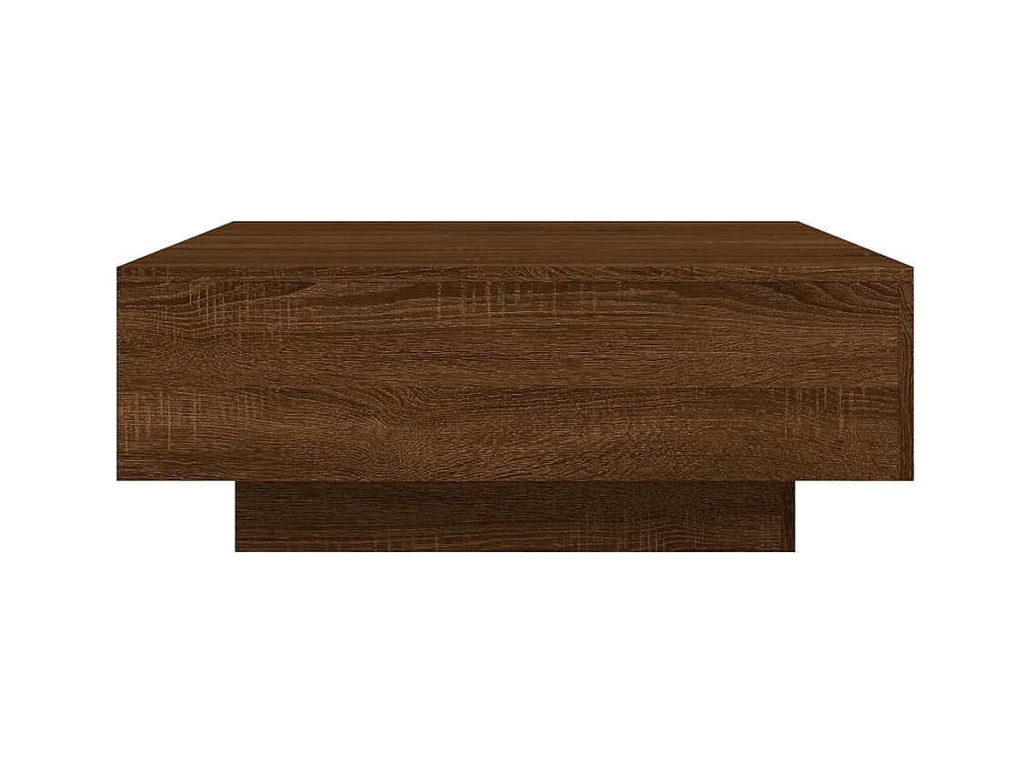 Table basse avec lumières LED chêne marron 80x80x31 cm