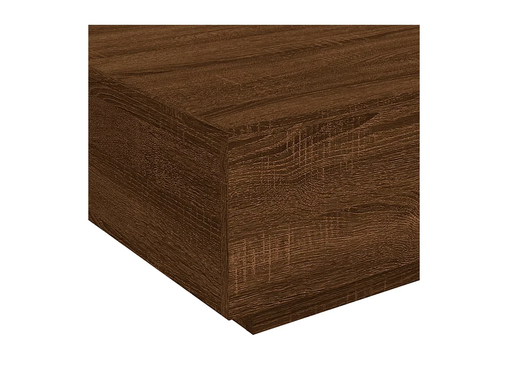 Table basse avec lumières LED chêne marron 80x80x31 cm
