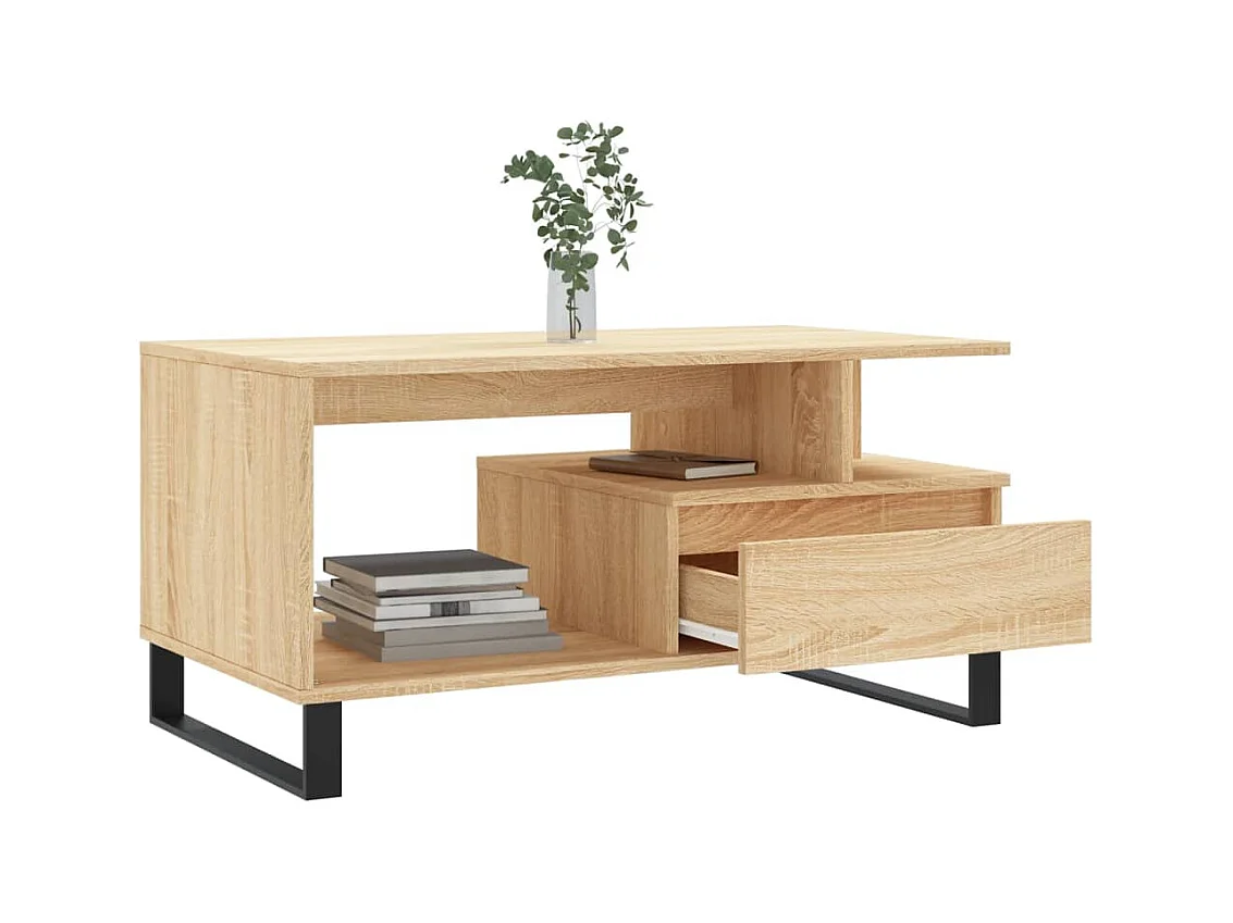 Couchtisch aus Sonoma-Eiche, 90 x 49 x 45 cm, Holzwerkstoff