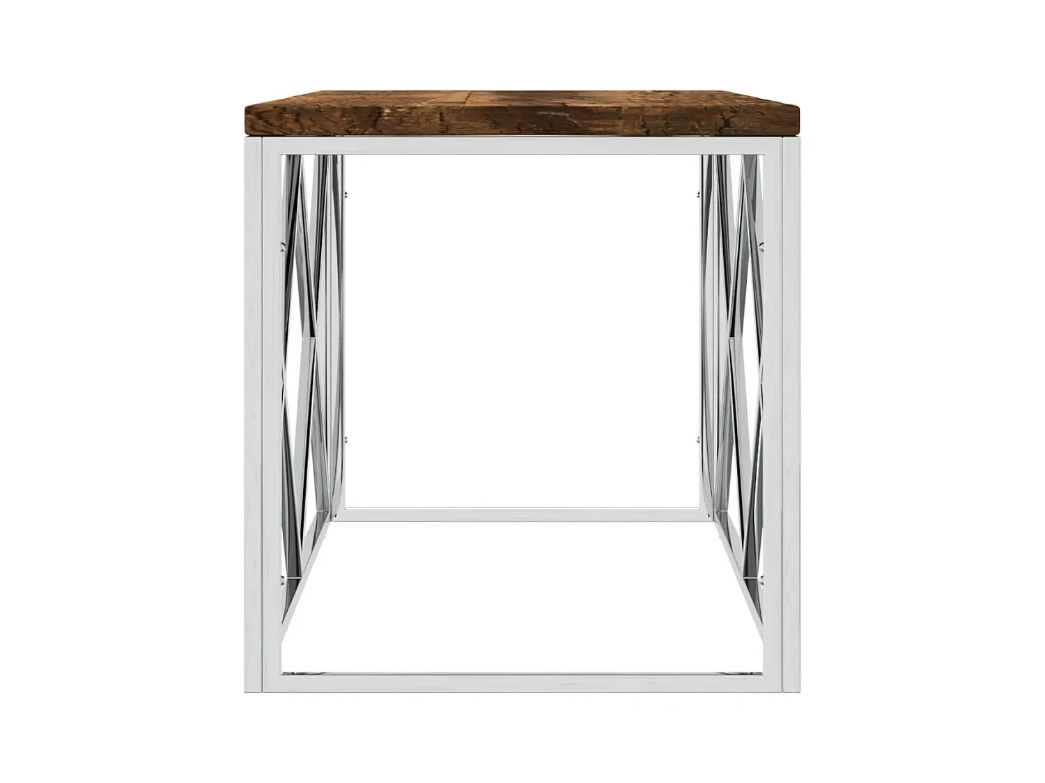 Salontafel van roestvrij staal en massief gerecycled hout