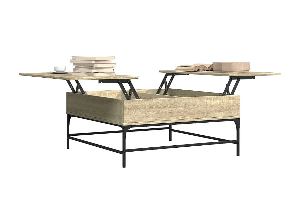 Couchtisch aus Sonoma-Eiche, 95 x 95 x 45 cm, Holzwerkstoff und Metall