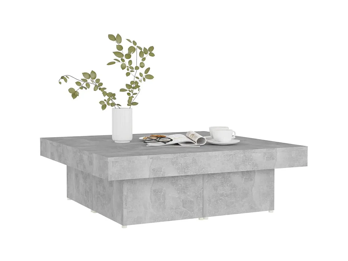 Table basse gris béton 90x90x28 cm bois d'ingénierie
