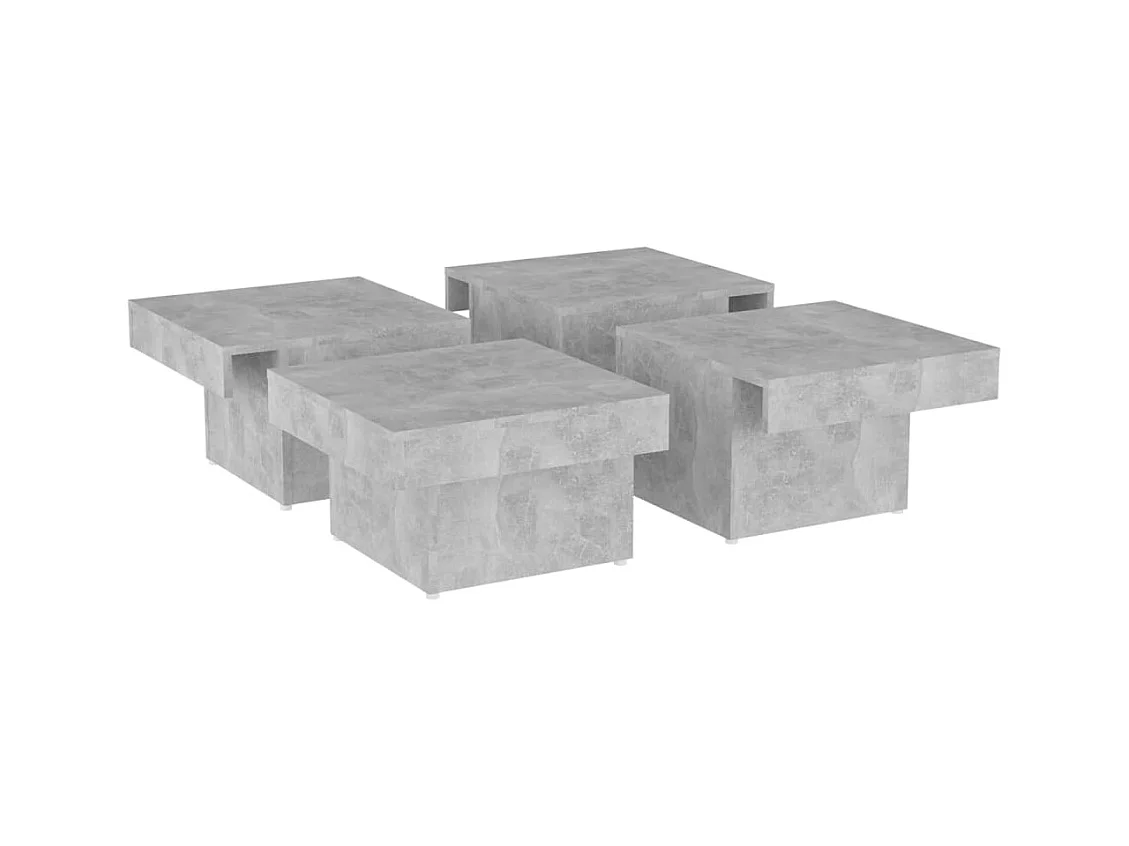 Table basse gris béton 90x90x28 cm bois d'ingénierie