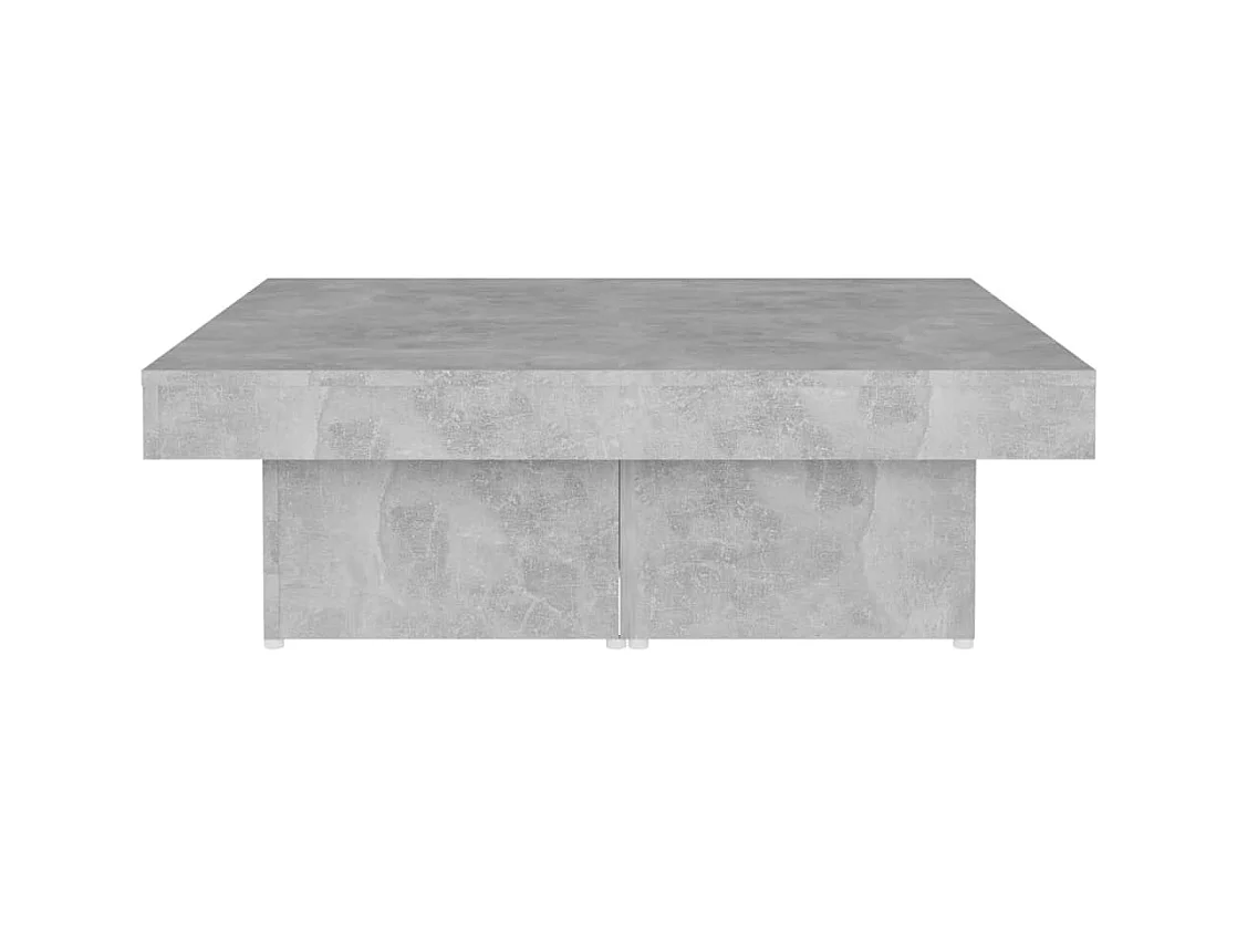 Table basse gris béton 90x90x28 cm bois d'ingénierie