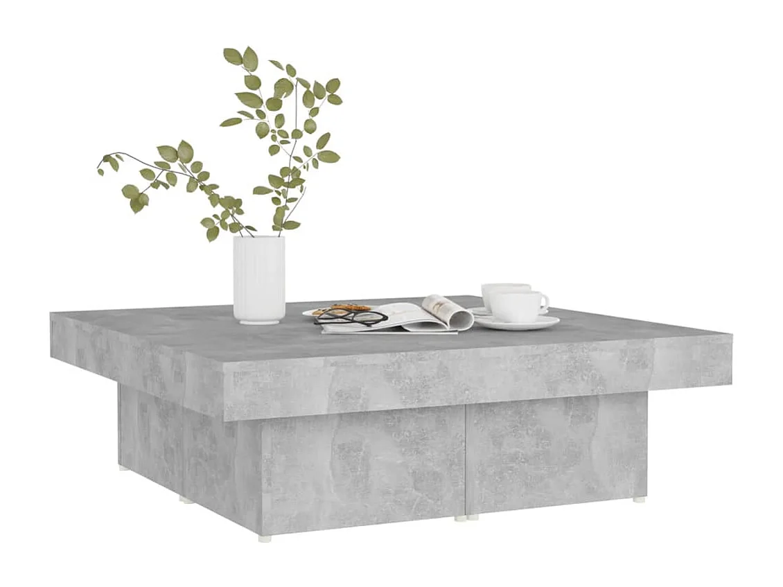 Table basse gris béton 90x90x28 cm bois d'ingénierie