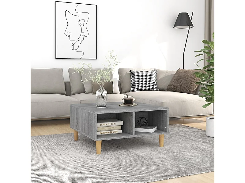 Mesa de centro Sonoma gris 60x60x30 cm madera de ingeniería