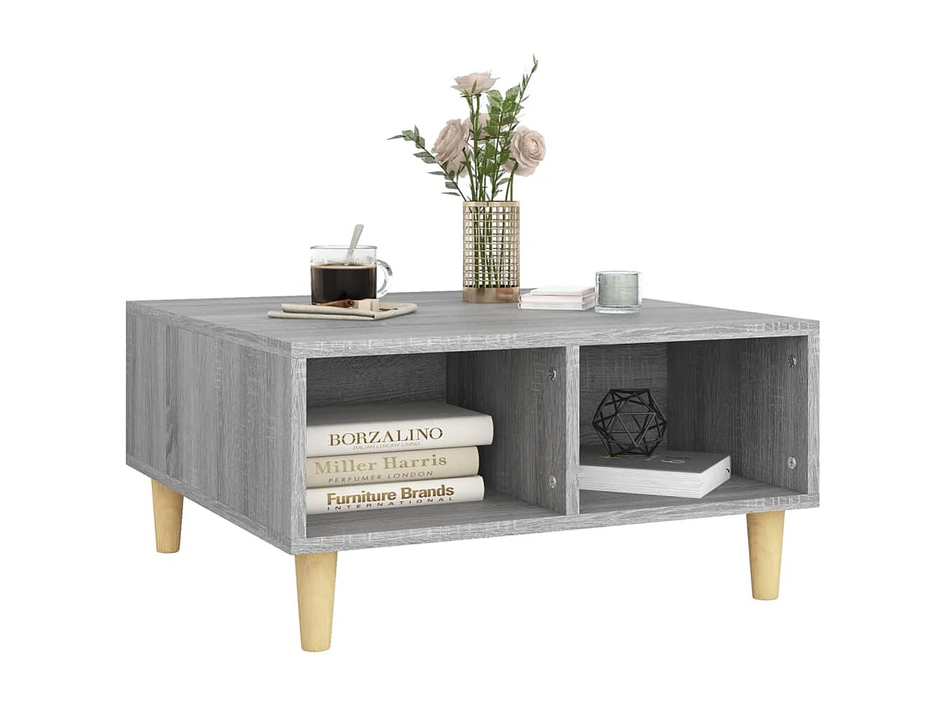 Table basse sonoma gris 60x60x30 cm bois d'ingénierie