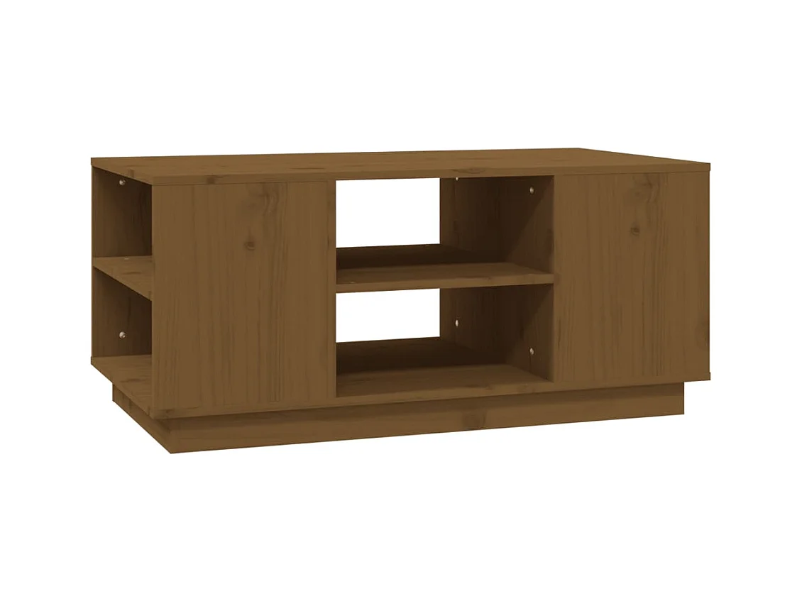 Mesa de centro marrón miel 90x49x40,5 cm Madera maciza de pino