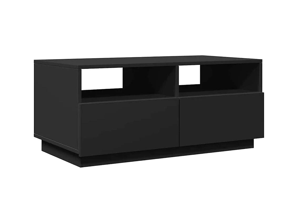 Table basse avec lumières LED noir 90x49x40 cm