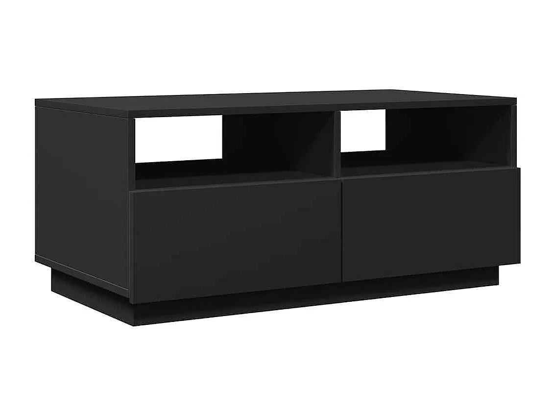 Tavolino con luci LED nero 90x49x40 cm