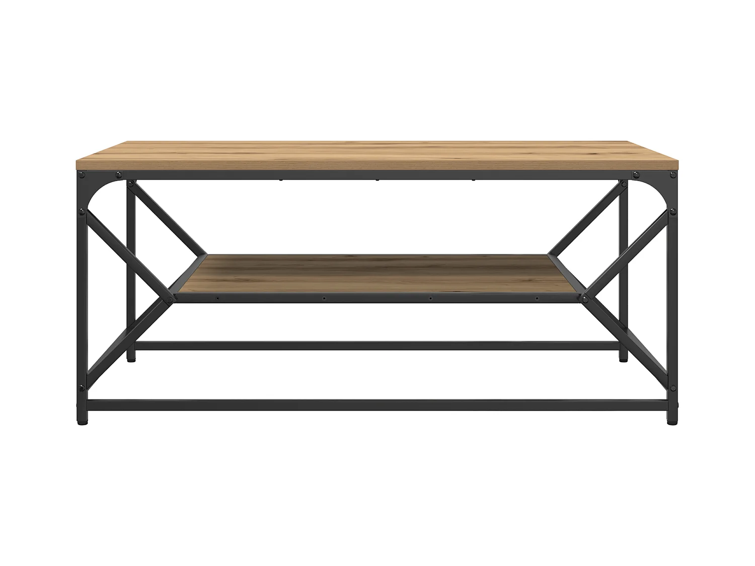 Table basse avec étagère en chêne artisan, 90x50x40 cm, en bois d'ingénierie