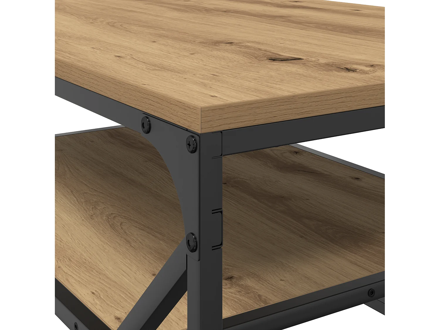 Table basse avec étagère en chêne artisan, 90x50x40 cm, en bois d'ingénierie