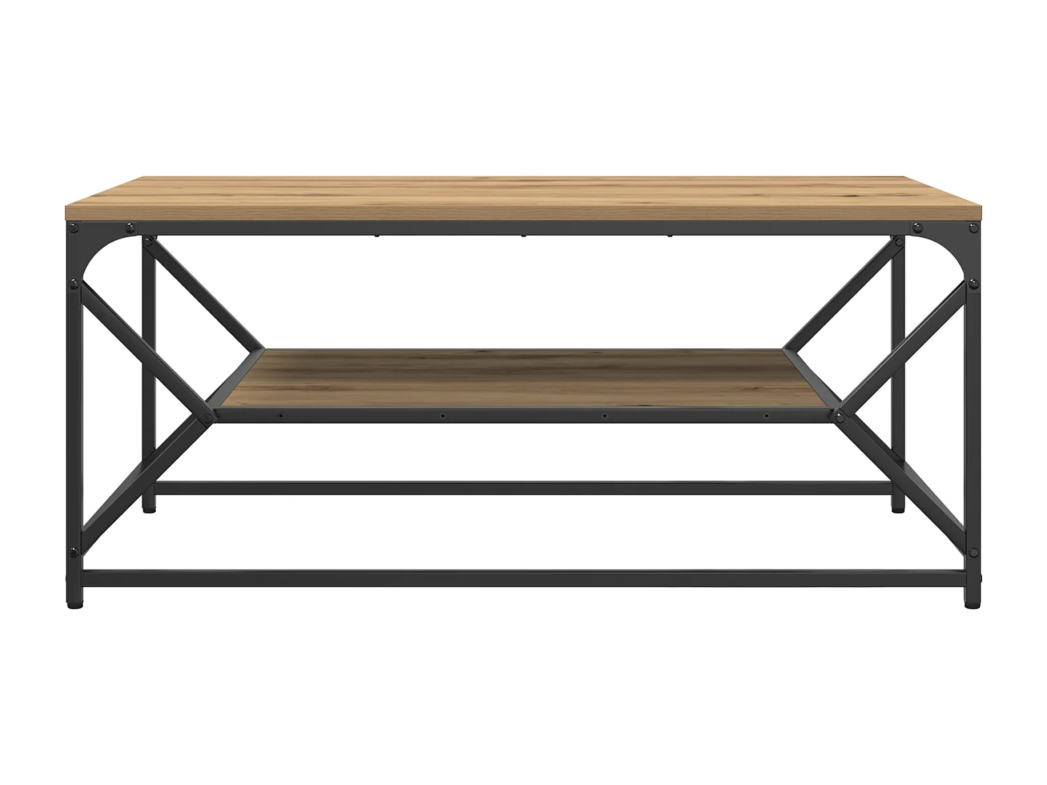 Table basse avec étagère en chêne artisan, 90x50x40 cm, en bois d'ingénierie