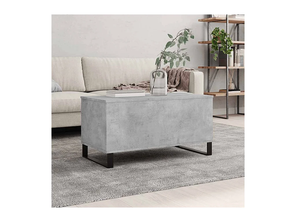 Betongrijze salontafel 90x44,5x45 cm bewerkt hout
