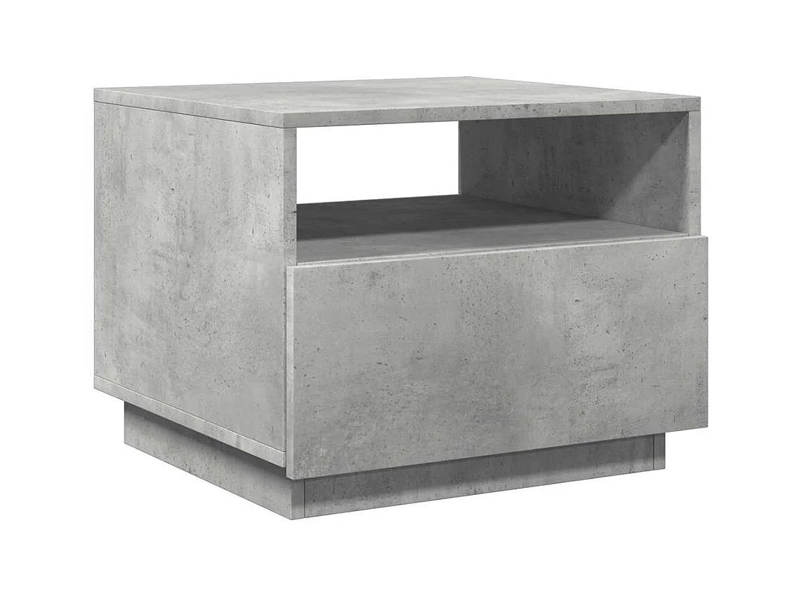 Salontafel met ledverlichting, betongrijs, 50x49x40 cm