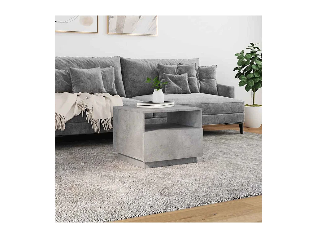 Salontafel met ledverlichting, betongrijs, 50x49x40 cm