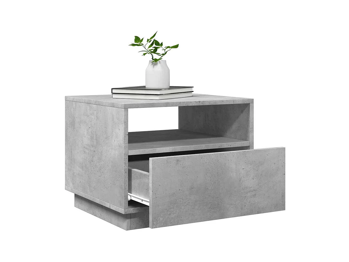 Salontafel met ledverlichting, betongrijs, 50x49x40 cm