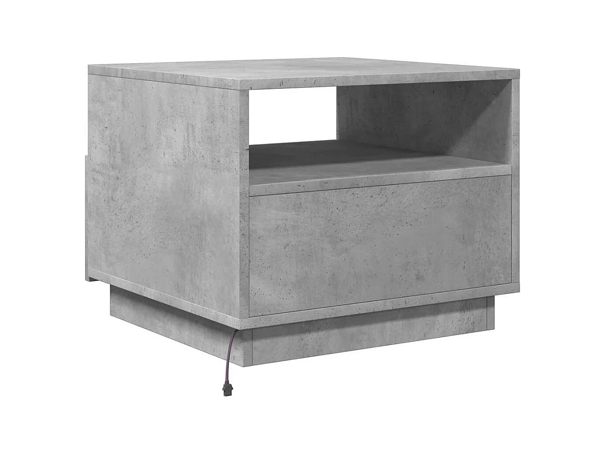Salontafel met ledverlichting, betongrijs, 50x49x40 cm
