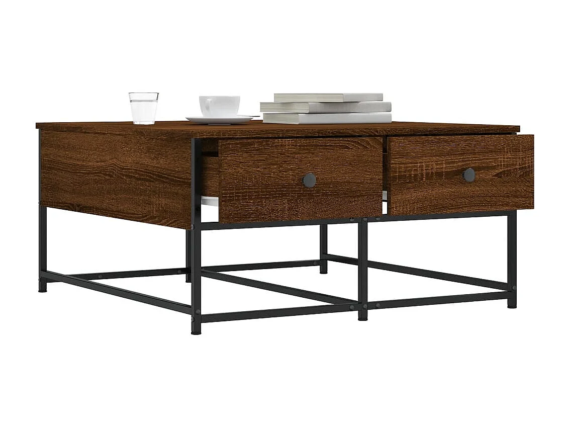 Salontafel bruin eiken 80x80x40 cm bewerkt hout