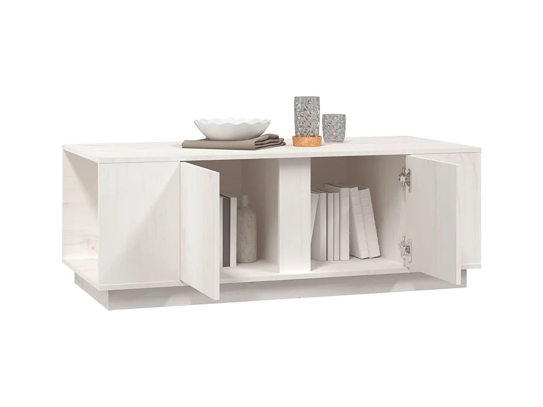 Table basse Blanc 110x50x40 cm Bois massif de pin