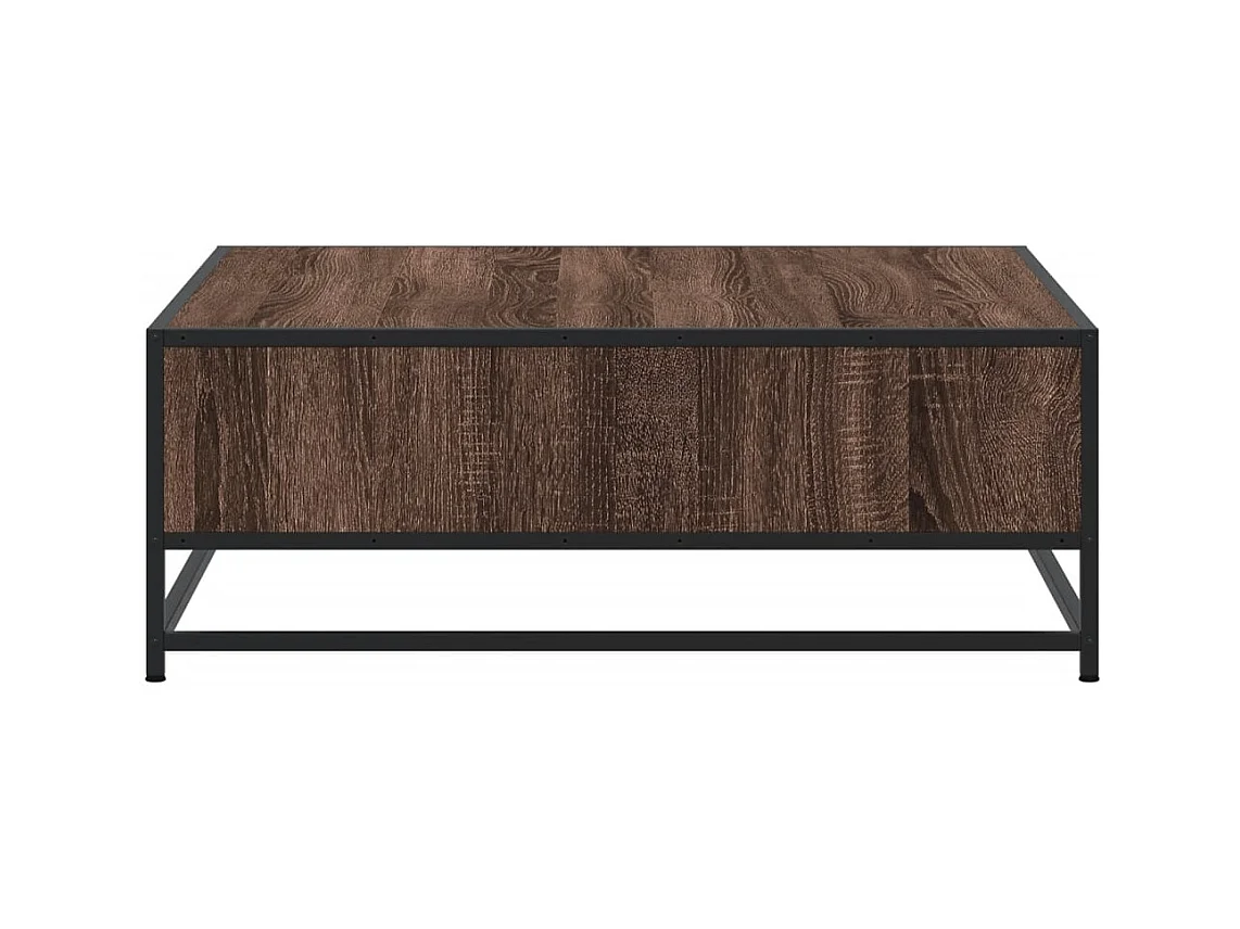 Tavolino da caffè in rovere marrone 80x80x30 cm in legno ingegnerizzato e metallo