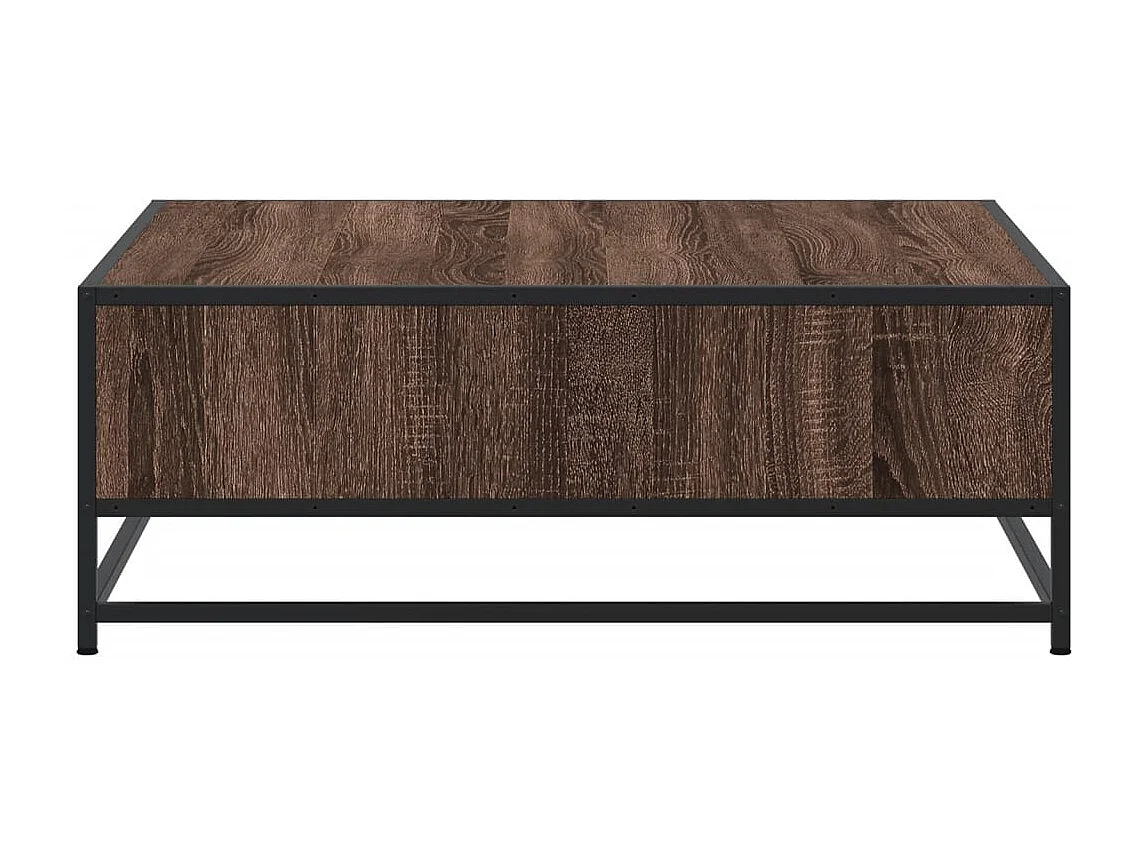 Table basse chêne marron 80x80x30 cm bois d'ingénierie et métal