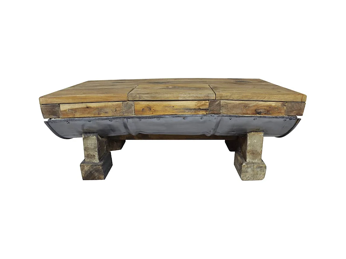 Table basse bois de récupération mélangé 90x50x35 cm