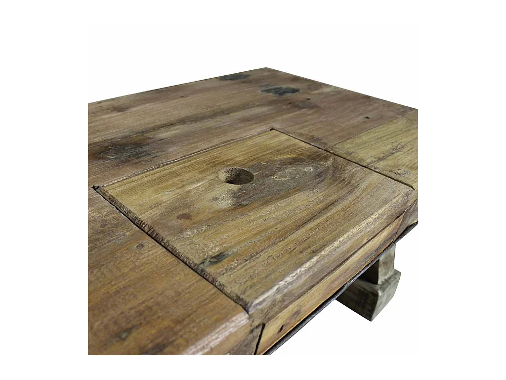 Table basse bois de récupération mélangé 90x50x35 cm