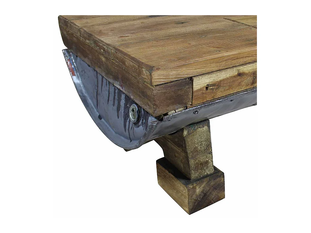 Table basse bois de récupération mélangé 90x50x35 cm
