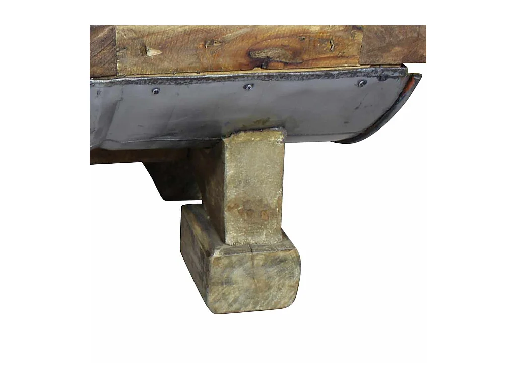 Table basse bois de récupération mélangé 90x50x35 cm