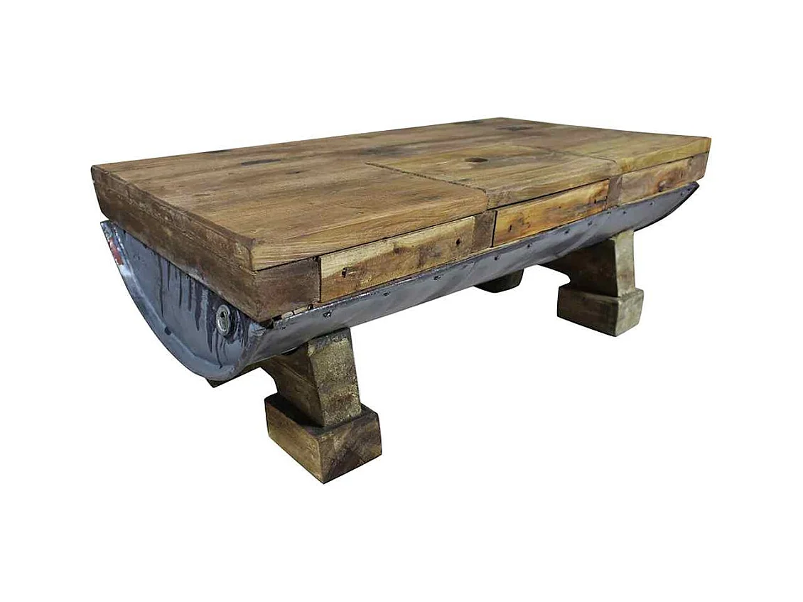 Table basse bois de récupération mélangé 90x50x35 cm