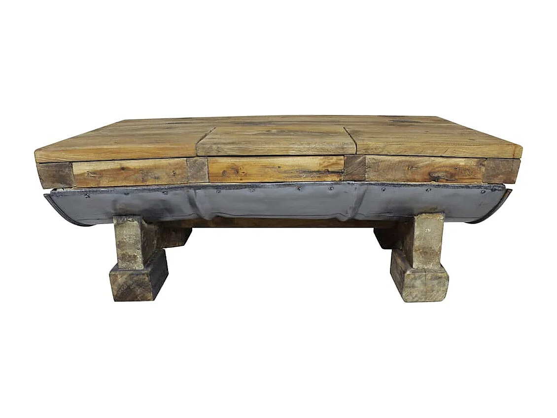 Table basse bois de récupération mélangé 90x50x35 cm