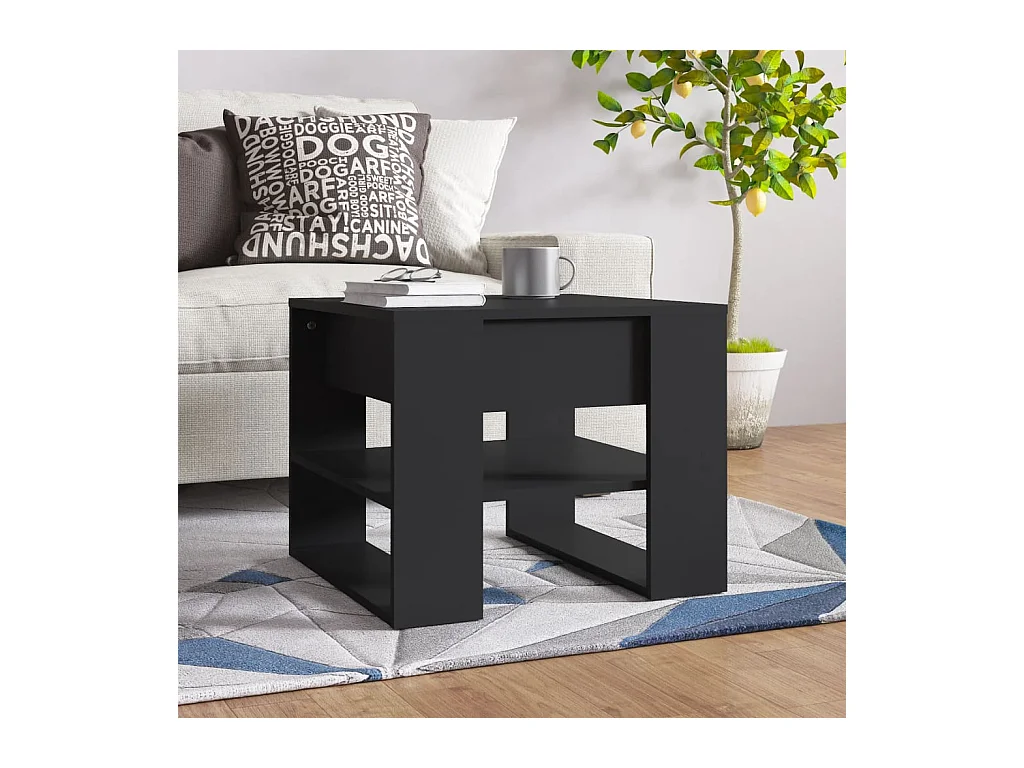 Table basse noir 55,5x55x45 cm bois d'ingénierie