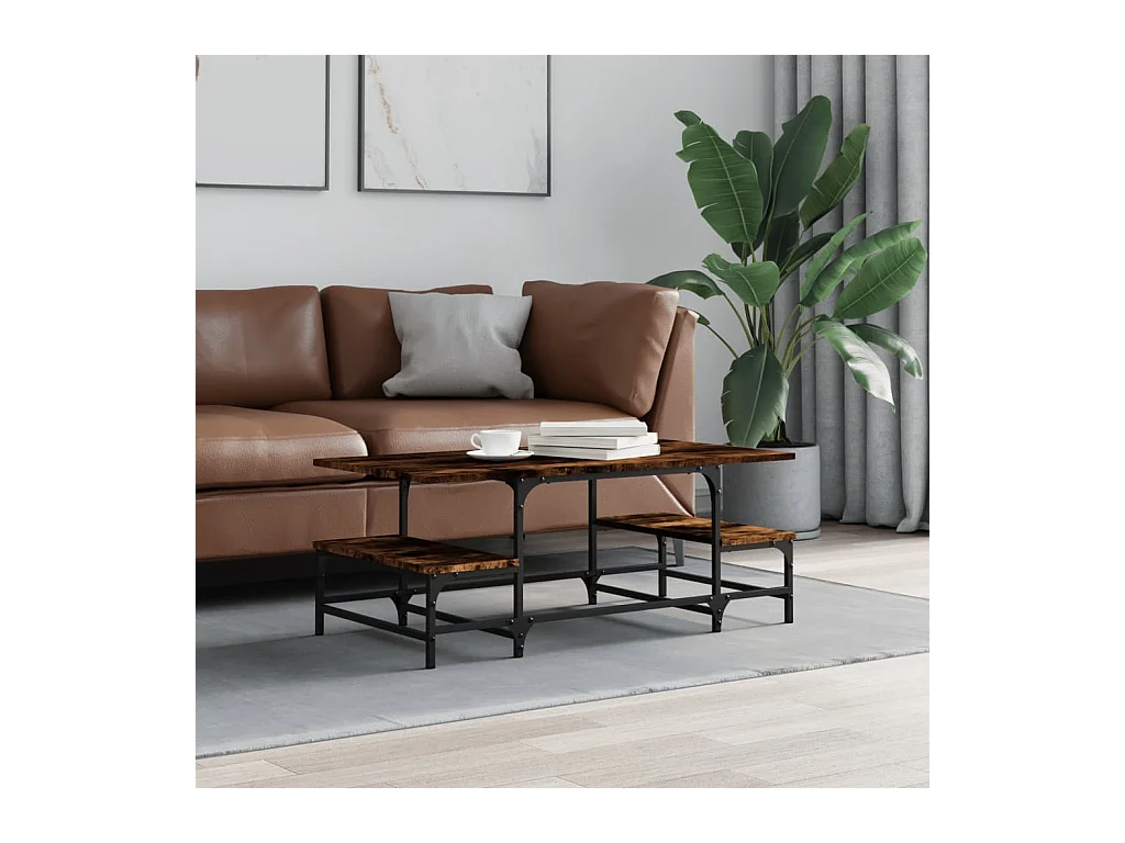 Table basse chêne fumé 100x50,5x40 cm bois d'ingénierie