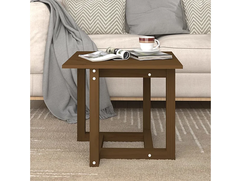 Mesa de centro marrón miel 50x50x45 cm Madera maciza de pino