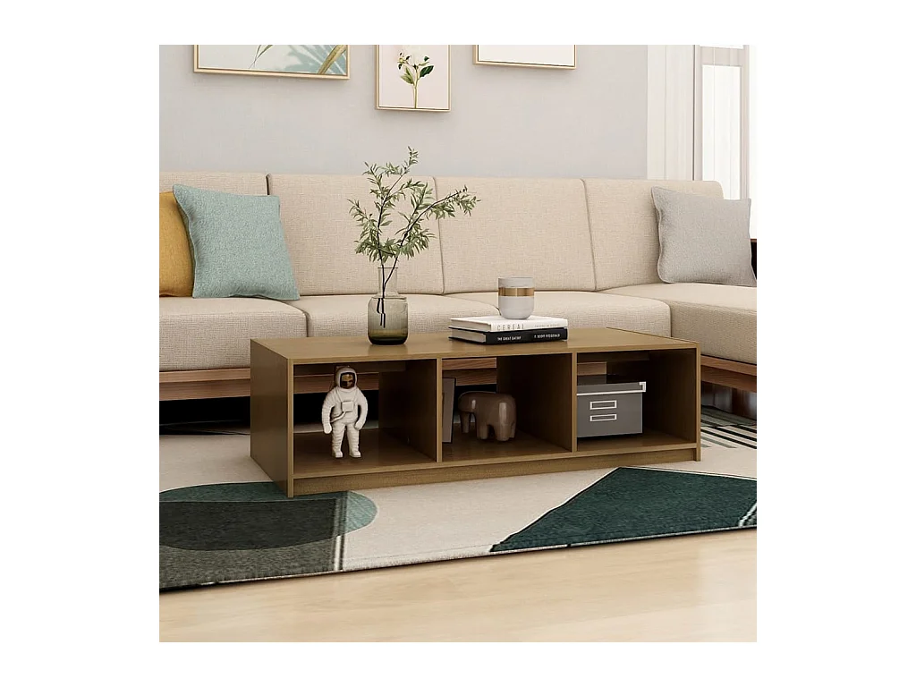 Honingbruine salontafel 110x50x34 cm massief grenenhout