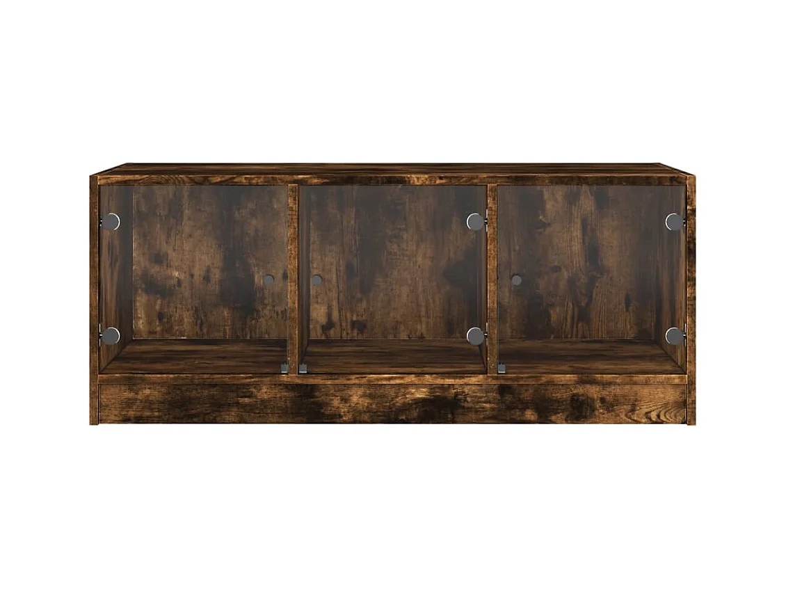 Table basse avec portes en verre chêne fumé 102x50x42 cm