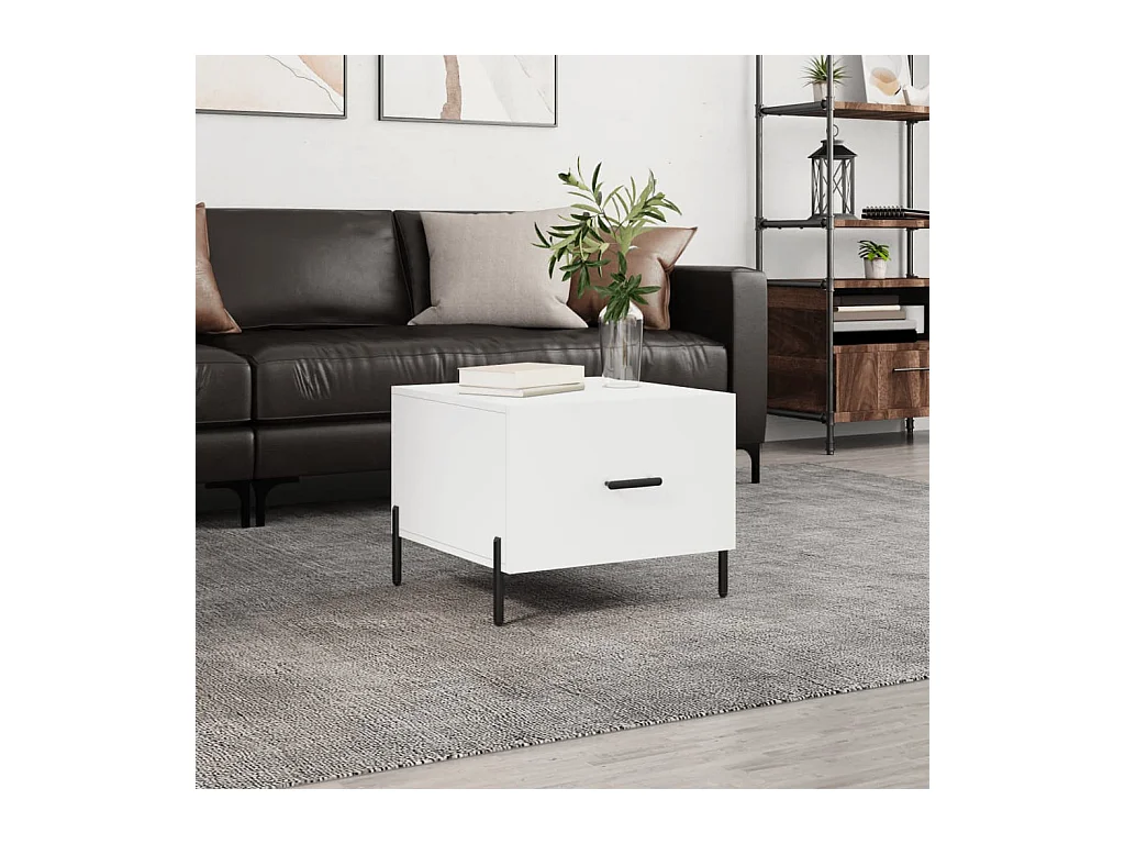 Tavolino bianco 50x50x40 cm in legno ingegnerizzato