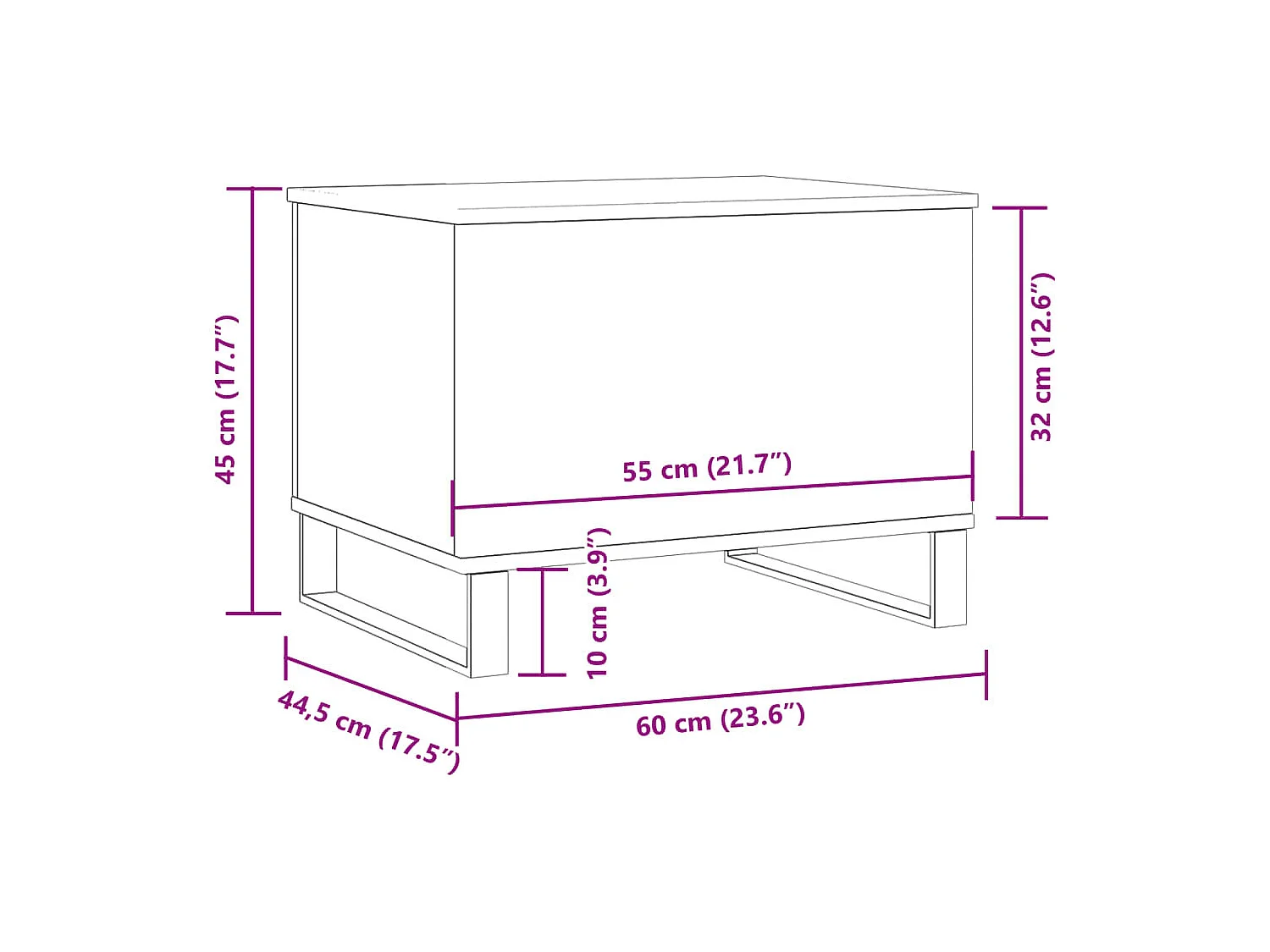 Couchtisch Altholz 60x44,5x45 cm Holzwerkstoff