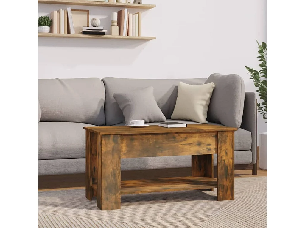 Mesa de centro de roble ahumado 101x49x52 cm Madera de ingeniería