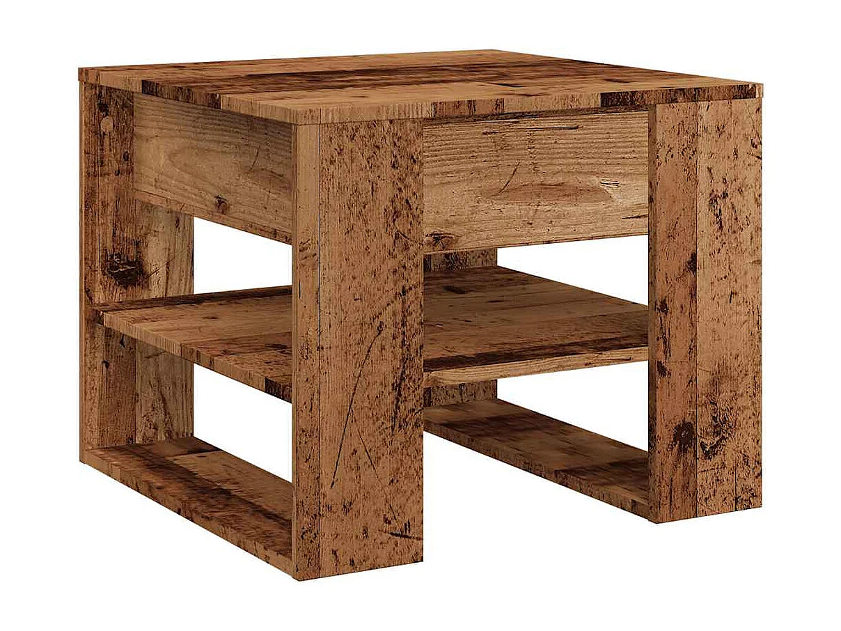 Mesa de centro madera vieja 55,5x55x45 cm madera de ingeniería