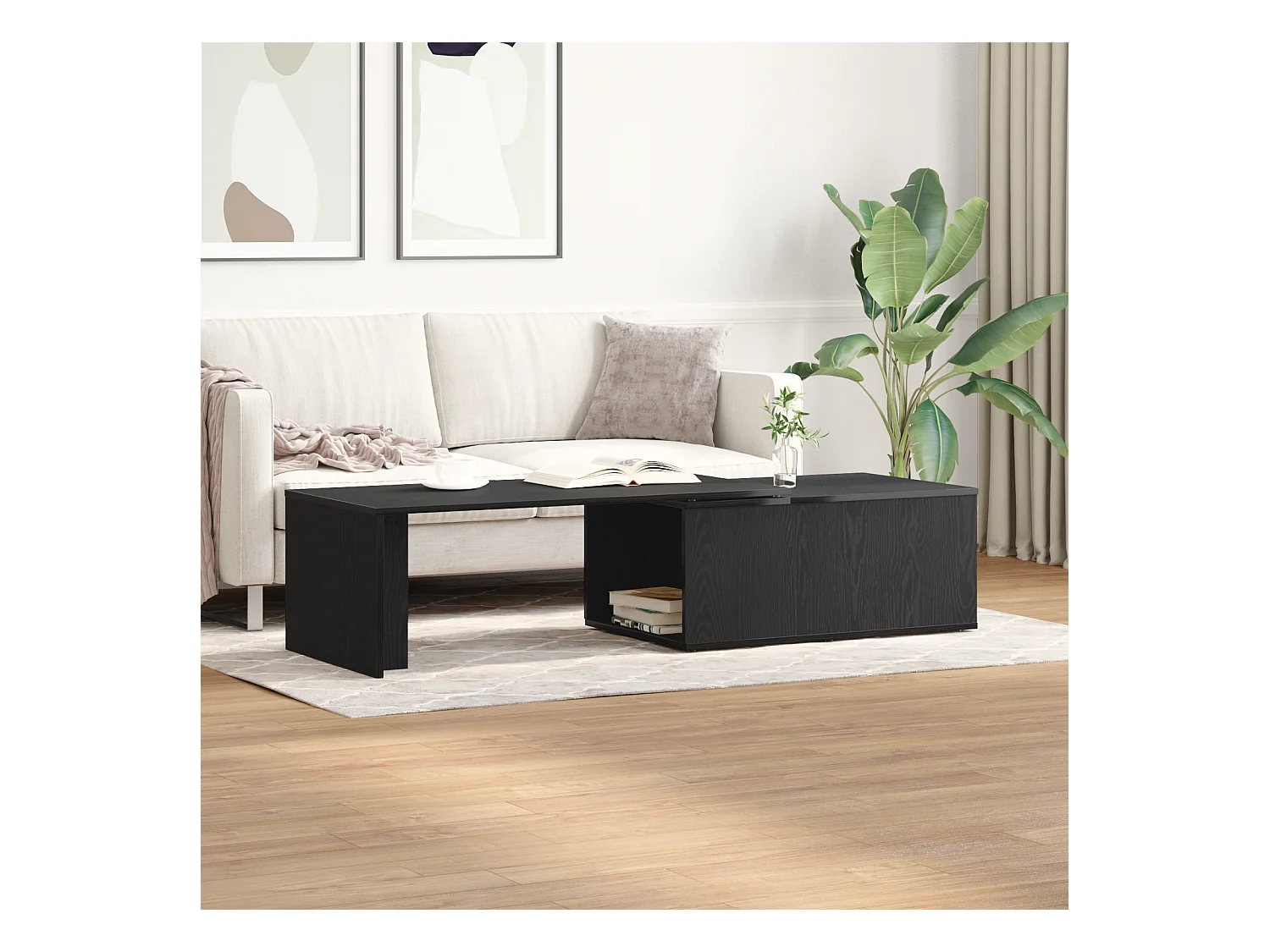 Table basse en chêne noir 150x50x35 cm en bois composite